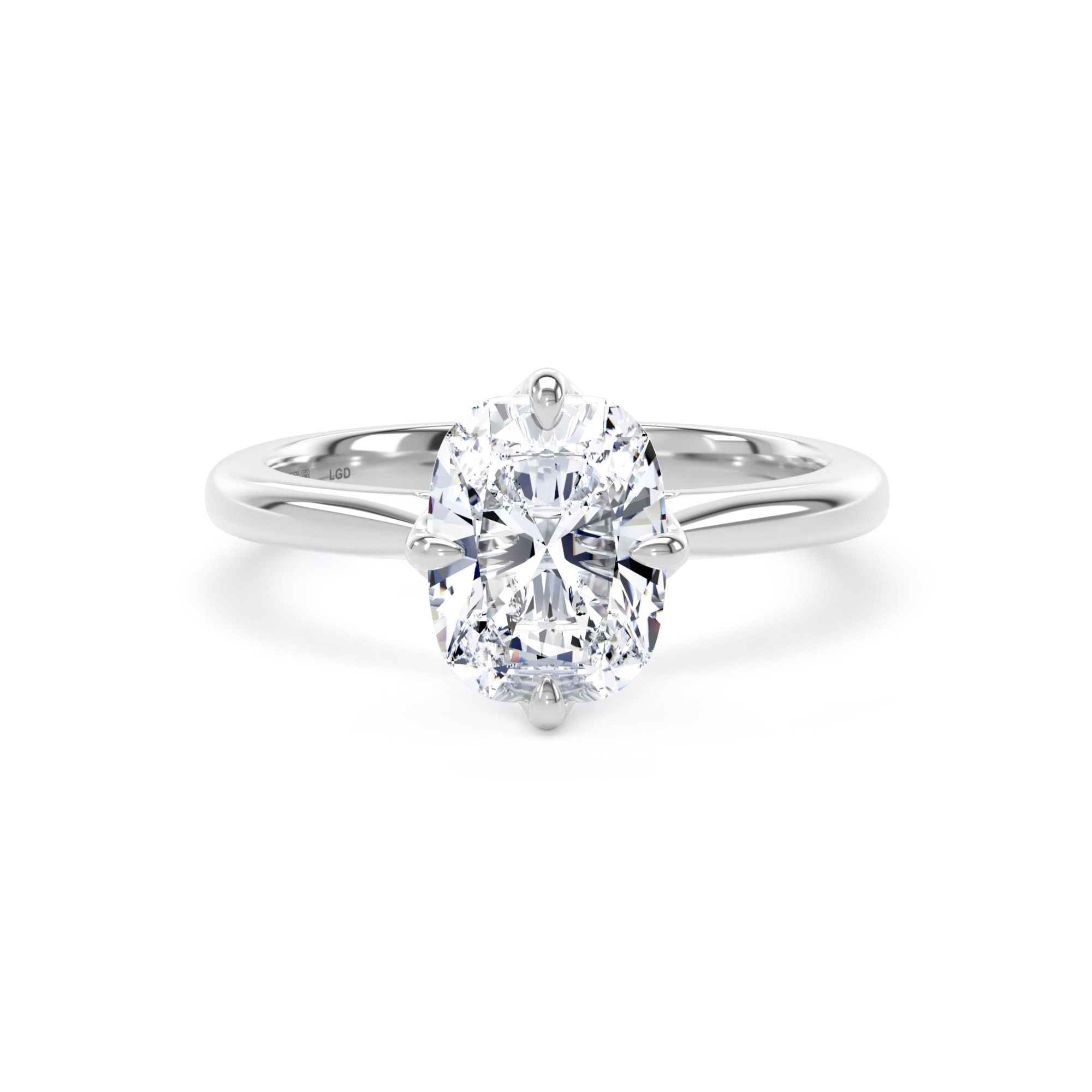 18ct White Gold Compass Set 2.00cttw Elongated Cushion Cut Lab Grown Diamond Solitaire Engagement Ring