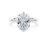 Goldsmiths 18ct White Gold Compass Set 4.00cttw Elongated Cushion Cut Lab Grown Diamond Solitaire Engagement Ring - Ring Size G.5