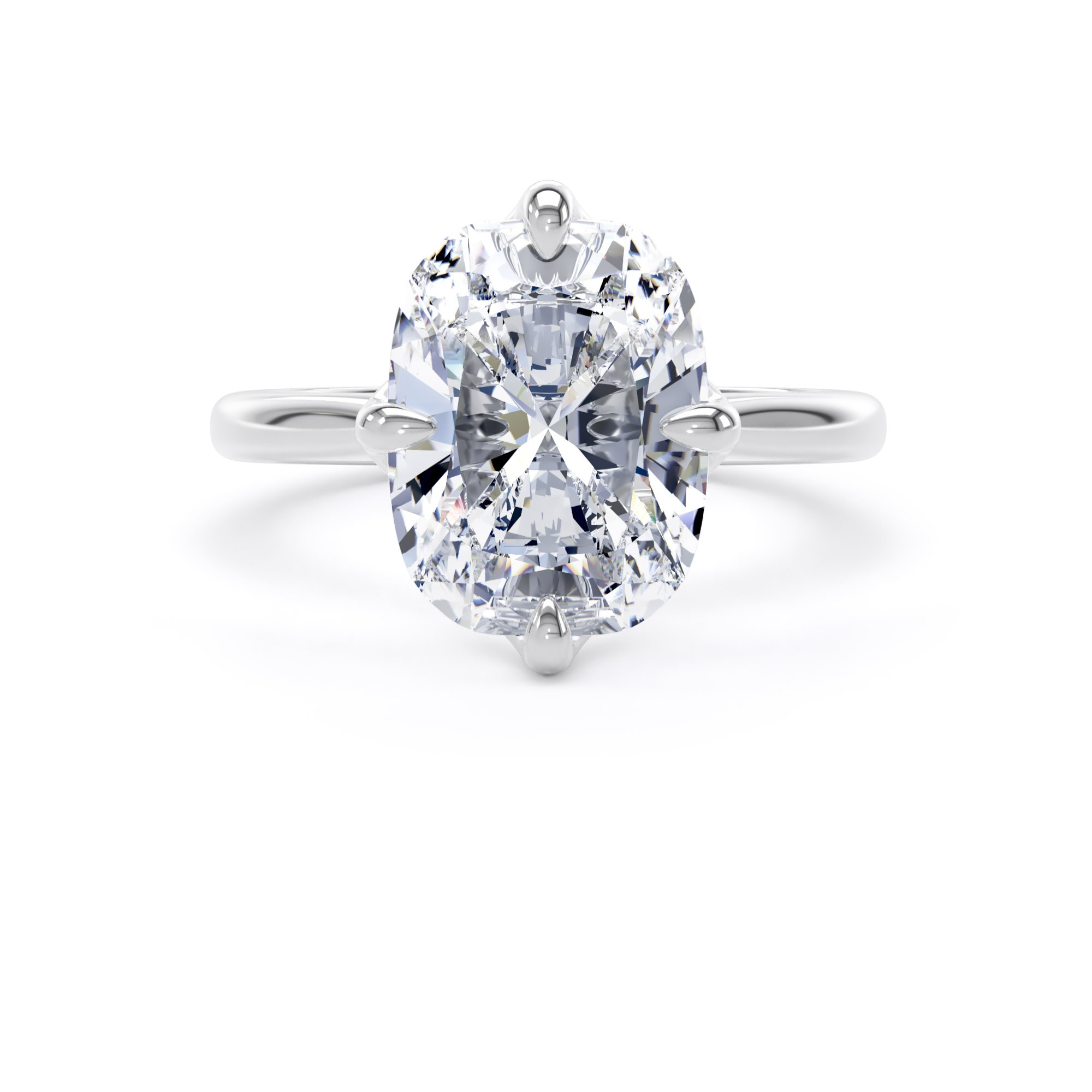 Goldsmiths 18ct White Gold Compass Set 5.00cttw Elongated Cushion Cut Lab Grown Diamond Solitaire Engagement Ring - Ring Size F Goldsmiths 18ct White Gold Compass Set 5.00cttw Elongated Cushion Cut Lab Grown Diamond Solitaire Engagement Ring - Ring Size F