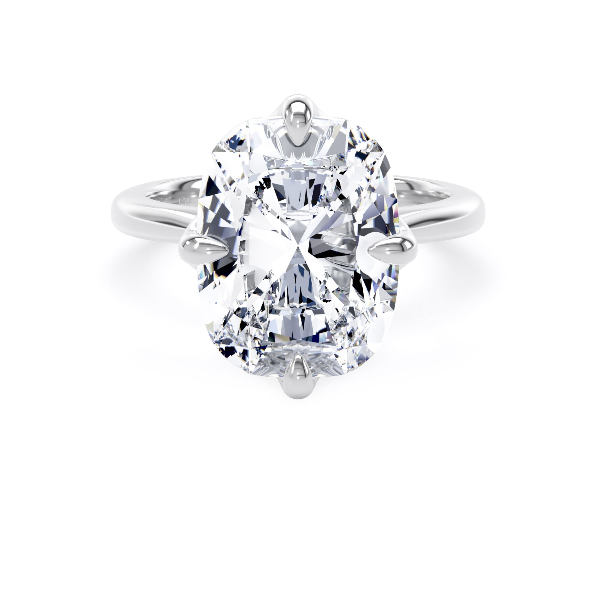 18ct White Gold Compass Set 7.00cttw Elongated Cushion Cut Lab Grown Diamond Solitaire Engagement Ring