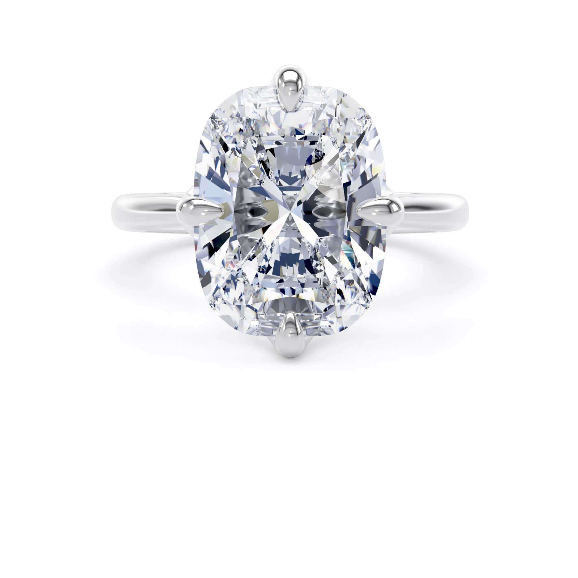 Goldsmiths 18ct White Gold Compass Set 7.00cttw Elongated Cushion Cut Lab Grown Diamond Solitaire Engagement Ring - Ring Size Q.5 Goldsmiths 18ct White Gold Compass Set 7.00cttw Elongated Cushion Cut Lab Grown Diamond Solitaire Engagement Ring - Ring Size Q.5