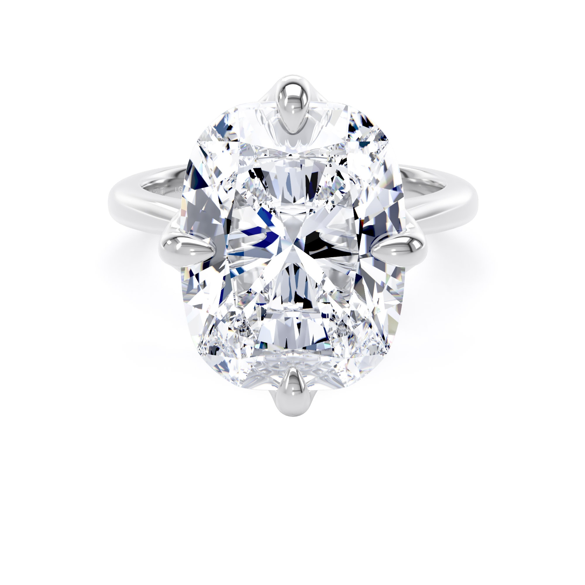 18ct White Gold Compass Set 10.00cttw Elongated Cushion Cut Lab Grown Diamond Solitaire Engagement Ring