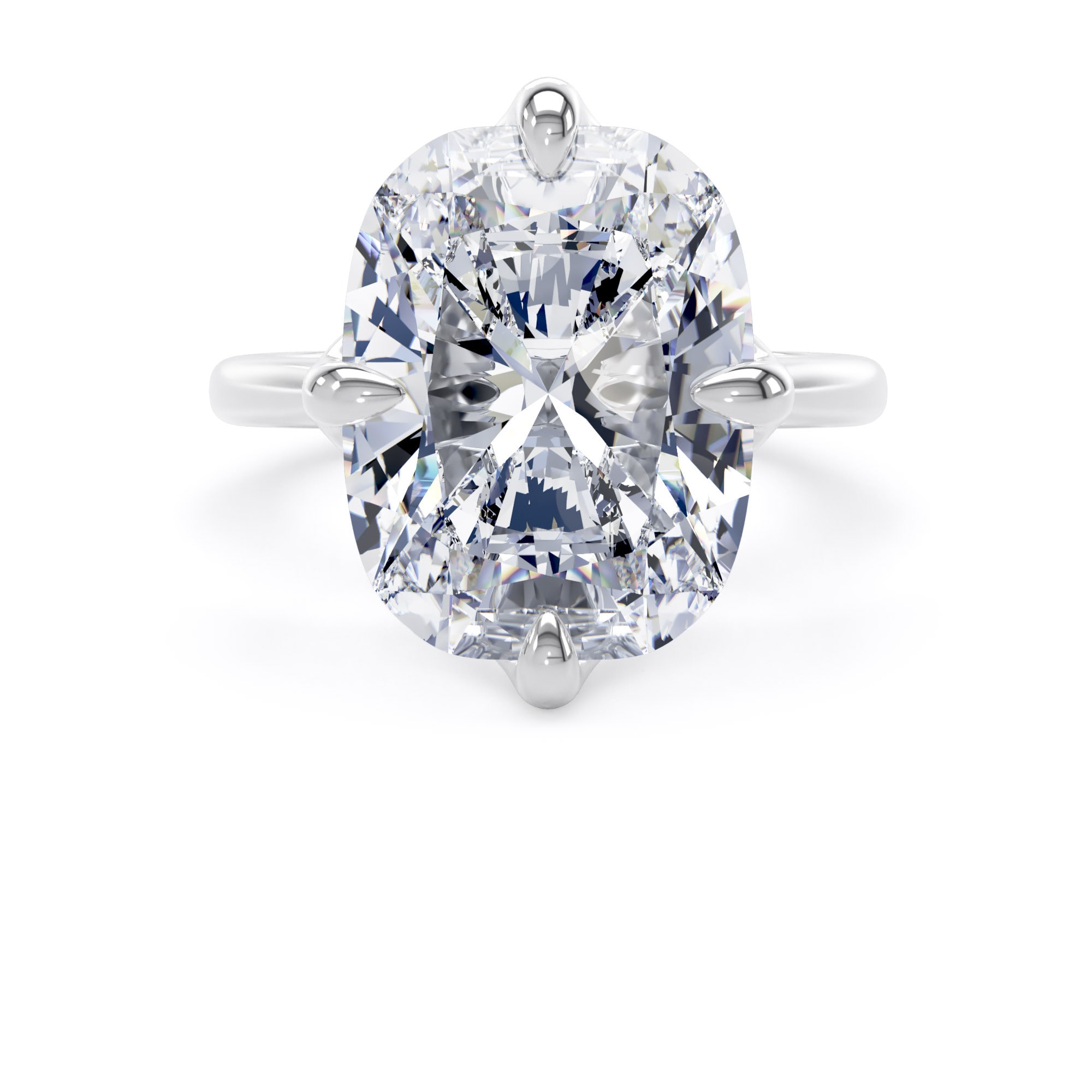 Goldsmiths 18ct White Gold Compass Set 10.00cttw Elongated Cushion Cut Lab Grown Diamond Solitaire Engagement Ring - Ring Size R Goldsmiths 18ct White Gold Compass Set 10.00cttw Elongated Cushion Cut Lab Grown Diamond Solitaire Engagement Ring - Ring Size R