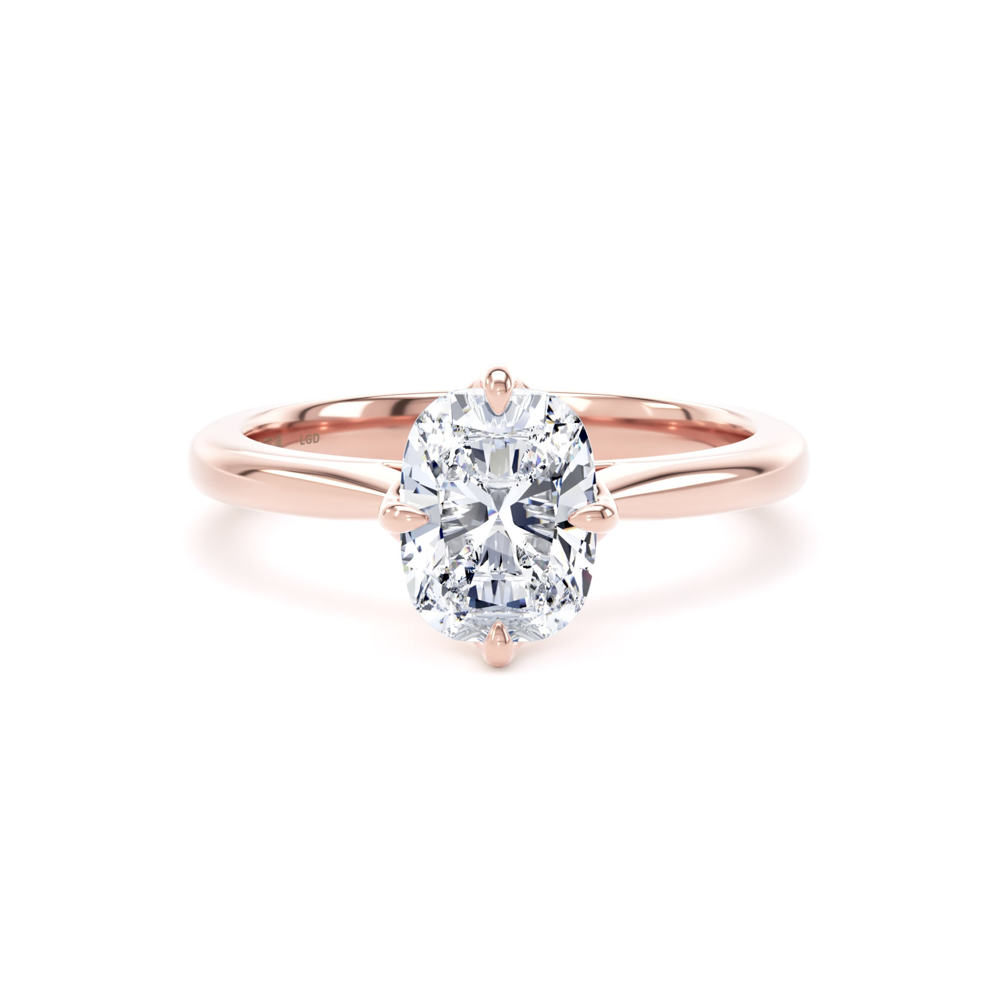 18ct Rose Gold Compass Set 1.50cttw Elongated Cushion Cut Lab Grown Diamond Solitaire Engagement Ring