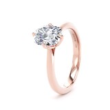 Goldsmiths 18ct Rose Gold Compass Set 1.50cttw Elongated Cushion Cut Lab Grown Diamond Solitaire Engagement Ring - Ring Size H
