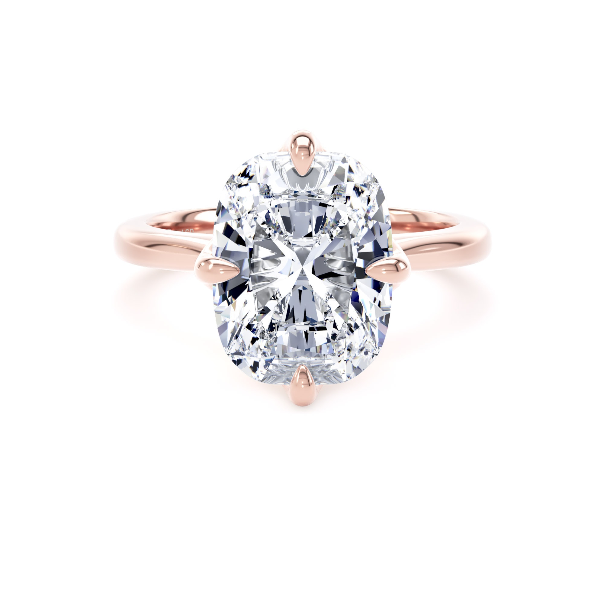18ct Rose Gold Compass Set 5.00cttw Elongated Cushion Cut Lab Grown Diamond Solitaire Engagement Ring