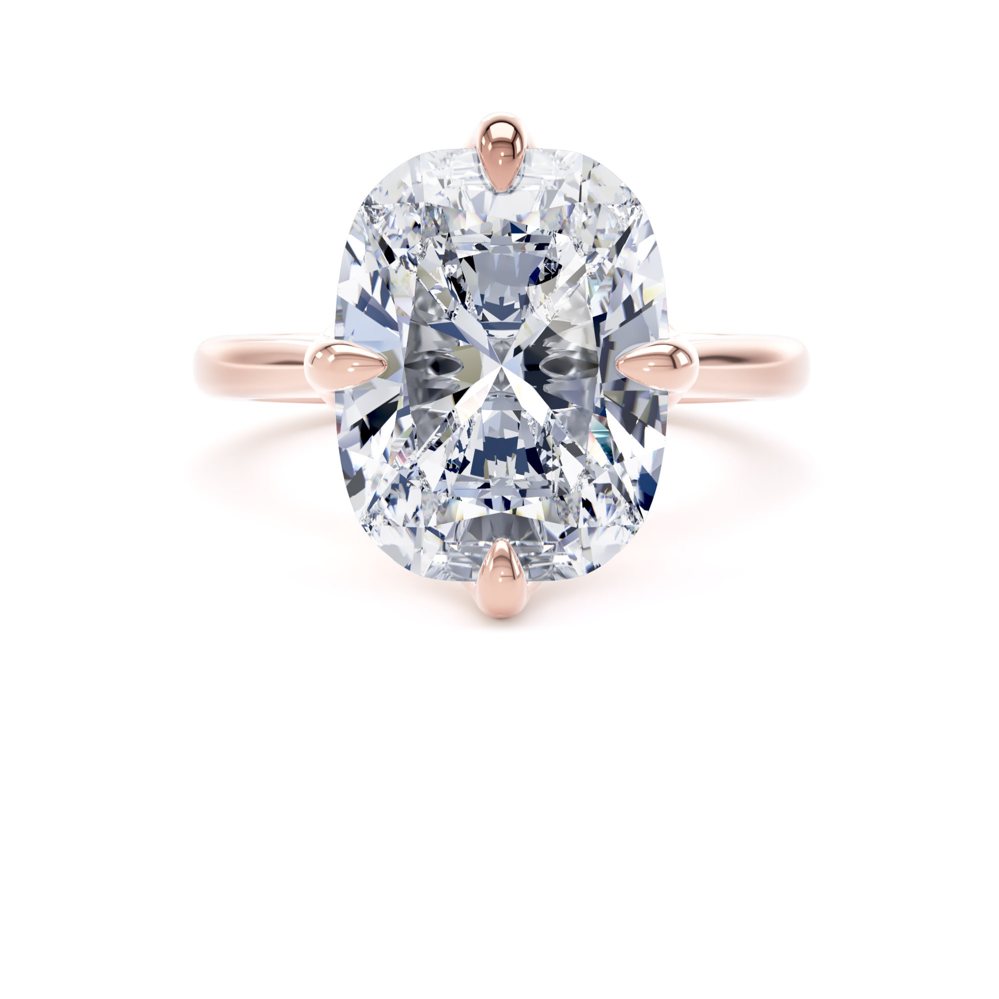 Goldsmiths 18ct Rose Gold Compass Set 7.00cttw Elongated Cushion Cut Lab Grown Diamond Solitaire Engagement Ring - Ring Size G Goldsmiths 18ct Rose Gold Compass Set 7.00cttw Elongated Cushion Cut Lab Grown Diamond Solitaire Engagement Ring - Ring Size G