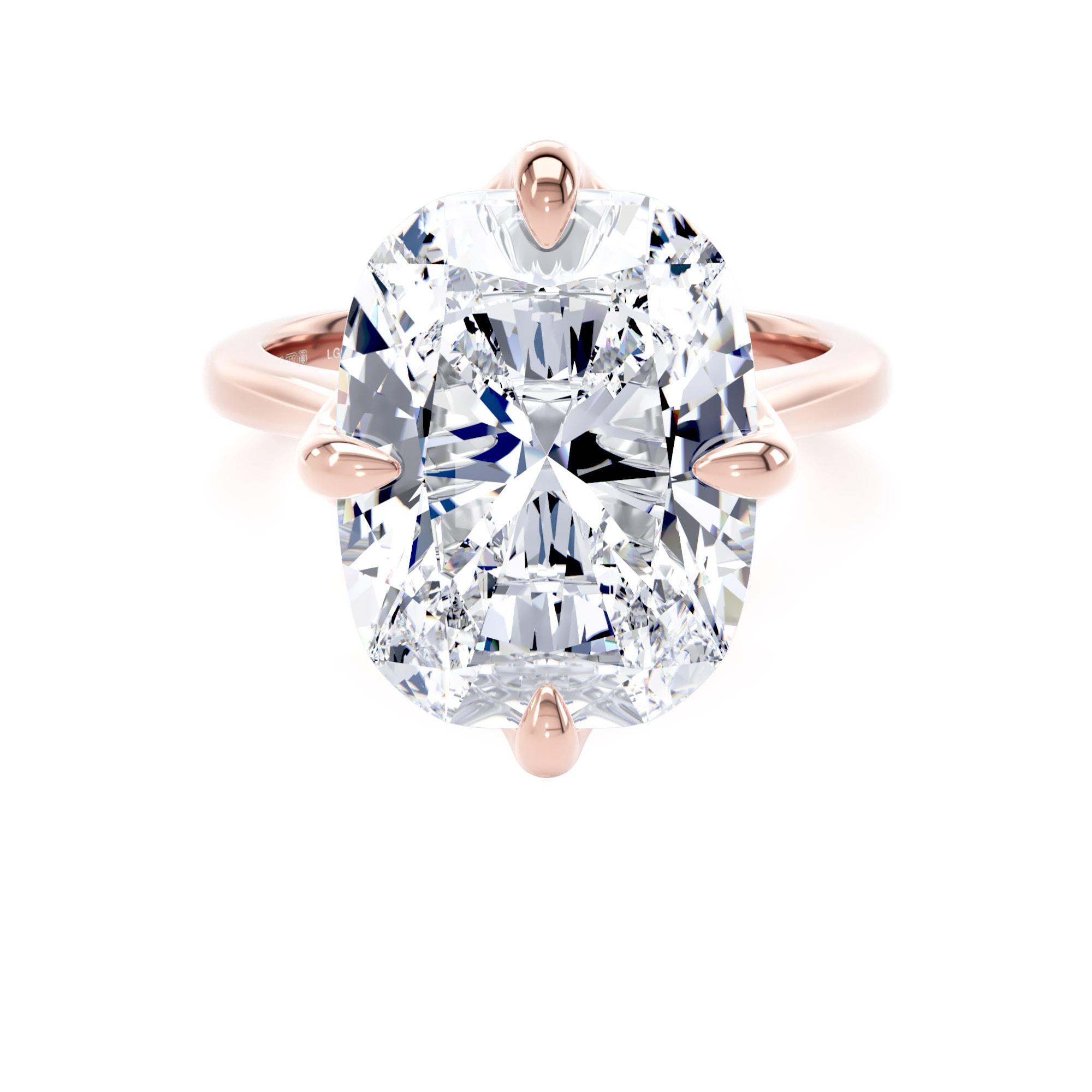 18ct Rose Gold Compass Set 10.00cttw Elongated Cushion Cut Lab Grown Diamond Solitaire Engagement Ring