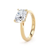 Goldsmiths 18ct Yellow Gold East-West 3.00cttw Elongated Cushion Cut Lab Grown Diamond Solitaire Engagement Ring - Ring Size I
