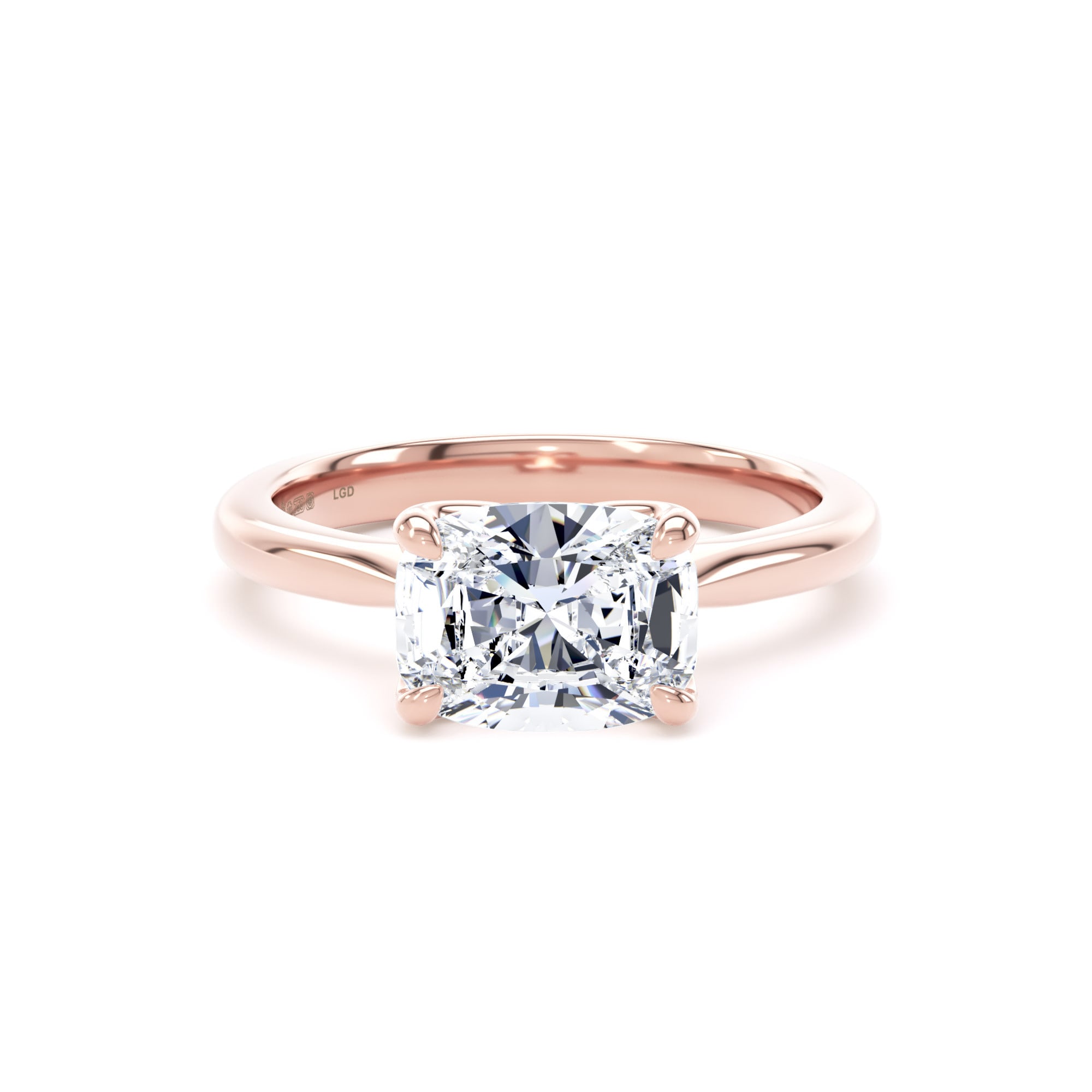 18ct Rose Gold East-West 2.00cttw Elongated Cushion Cut Lab Grown Diamond Solitaire Engagement Ring