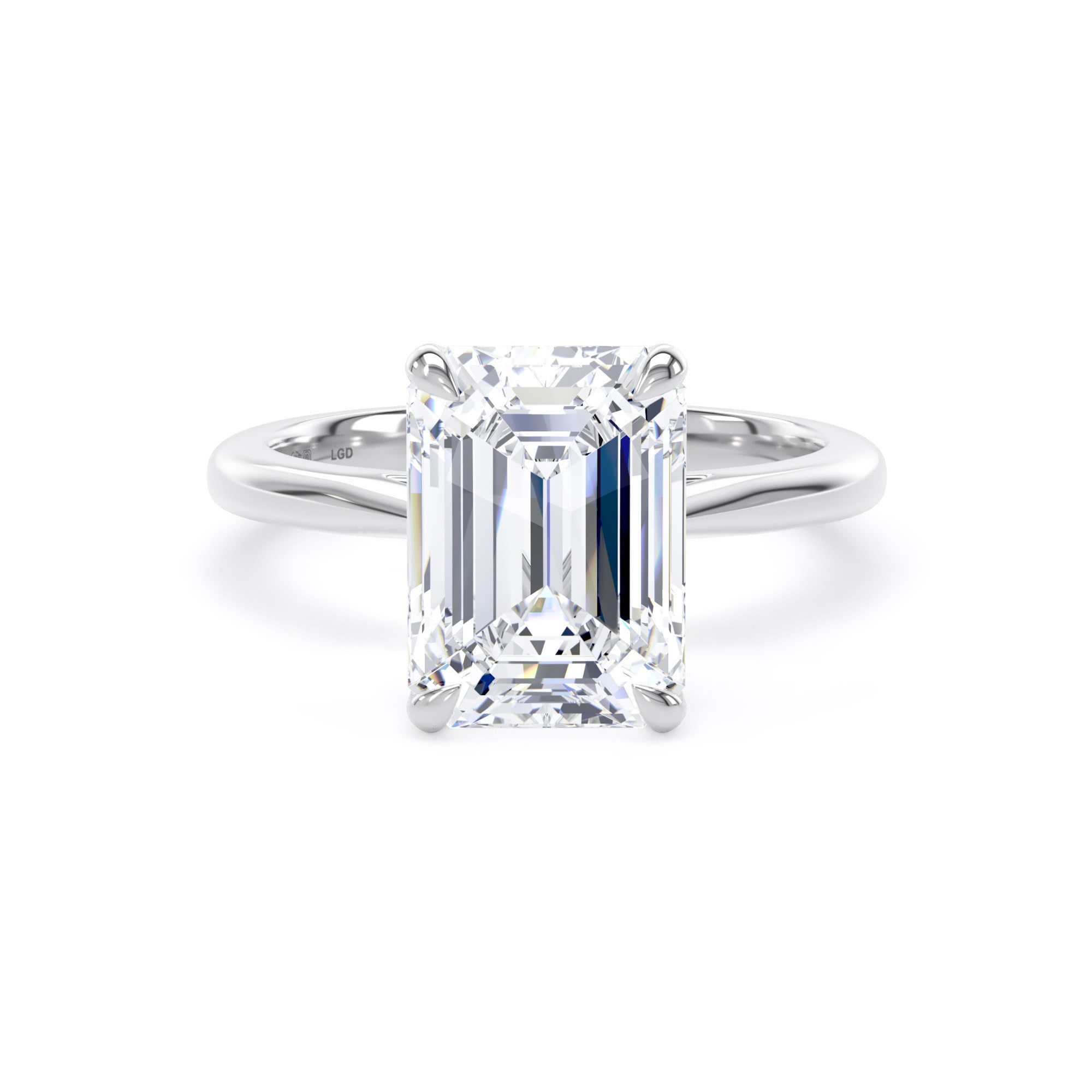 Platinum 4.00cttw Emerald Cut Lab Grown Diamond Solitaire Engagement Ring