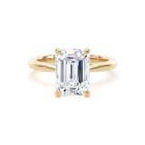 Goldsmiths 18ct Yellow Gold 3.00cttw Emerald Cut Lab Grown Diamond Solitaire Engagement Ring - Ring Size I