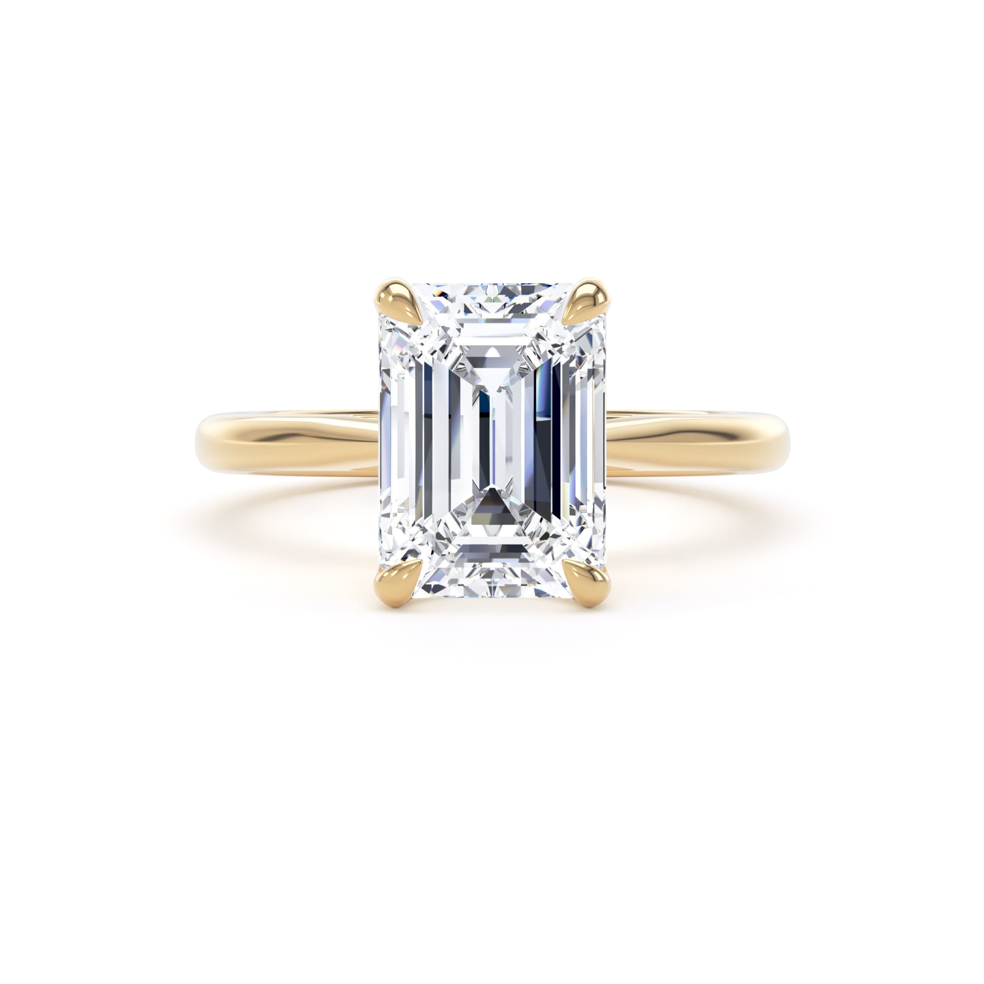 Goldsmiths 18ct Yellow Gold 3.00cttw Emerald Cut Lab Grown Diamond Solitaire Engagement Ring - Ring Size N Goldsmiths 18ct Yellow Gold 3.00cttw Emerald Cut Lab Grown Diamond Solitaire Engagement Ring - Ring Size N