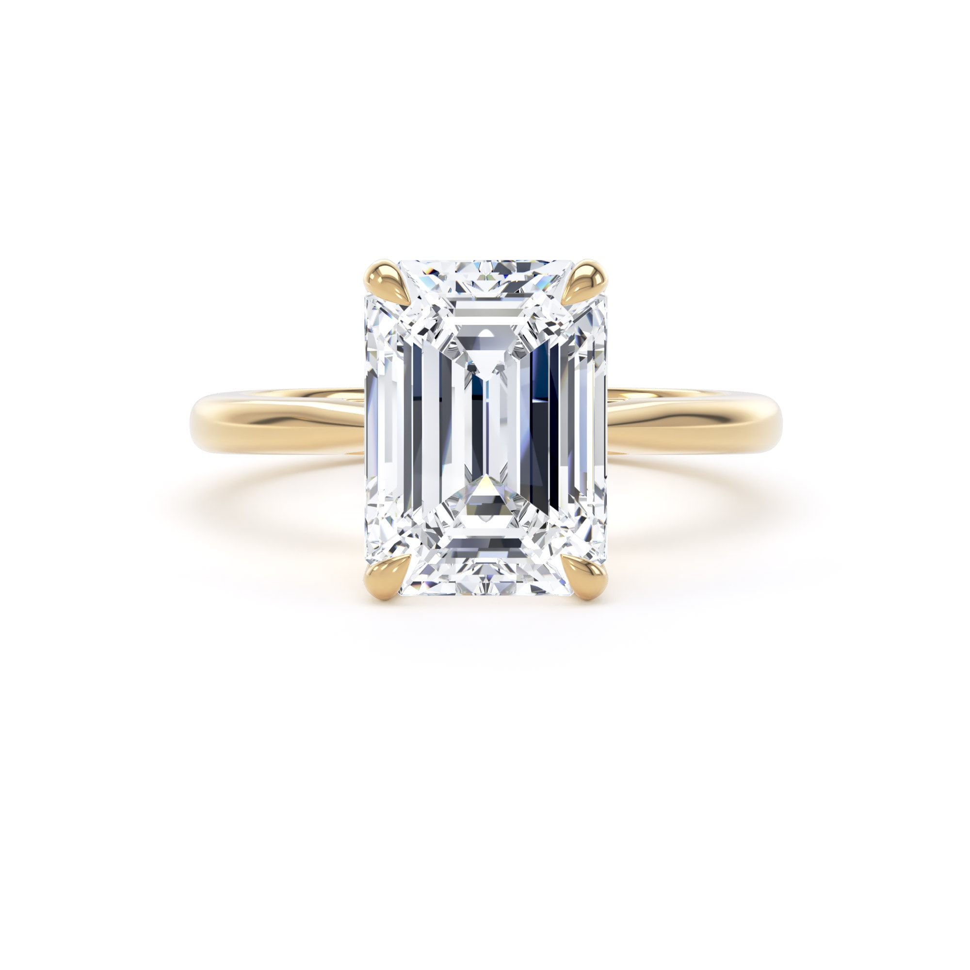 Goldsmiths 18ct Yellow Gold 4.00cttw Emerald Cut Lab Grown Diamond Solitaire Engagement Ring - Ring Size F Goldsmiths 18ct Yellow Gold 4.00cttw Emerald Cut Lab Grown Diamond Solitaire Engagement Ring - Ring Size F
