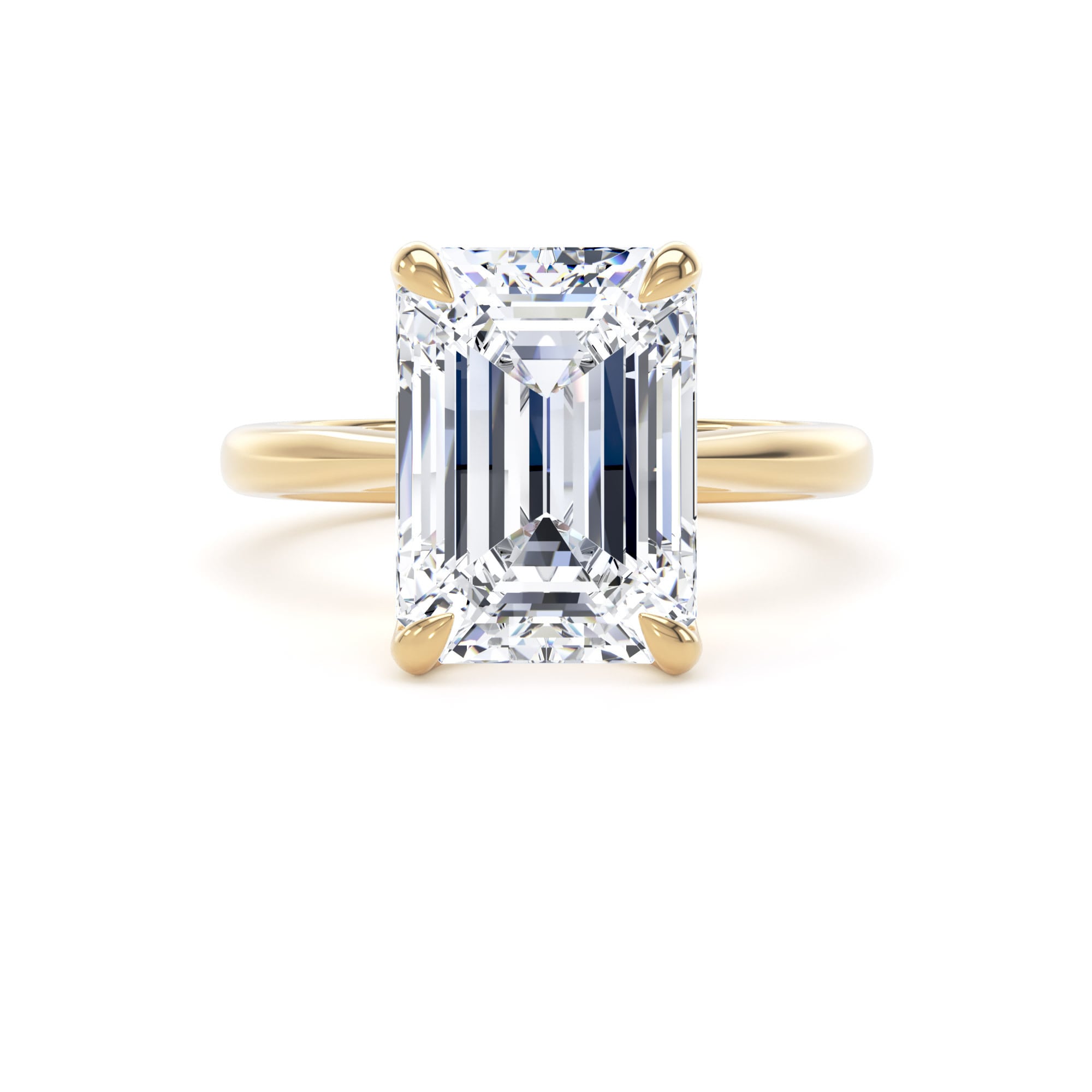 Goldsmiths 18ct Yellow Gold 5.00cttw Emerald Cut Lab Grown Diamond Solitaire Engagement Ring - Ring Size T.5 Goldsmiths 18ct Yellow Gold 5.00cttw Emerald Cut Lab Grown Diamond Solitaire Engagement Ring - Ring Size T.5