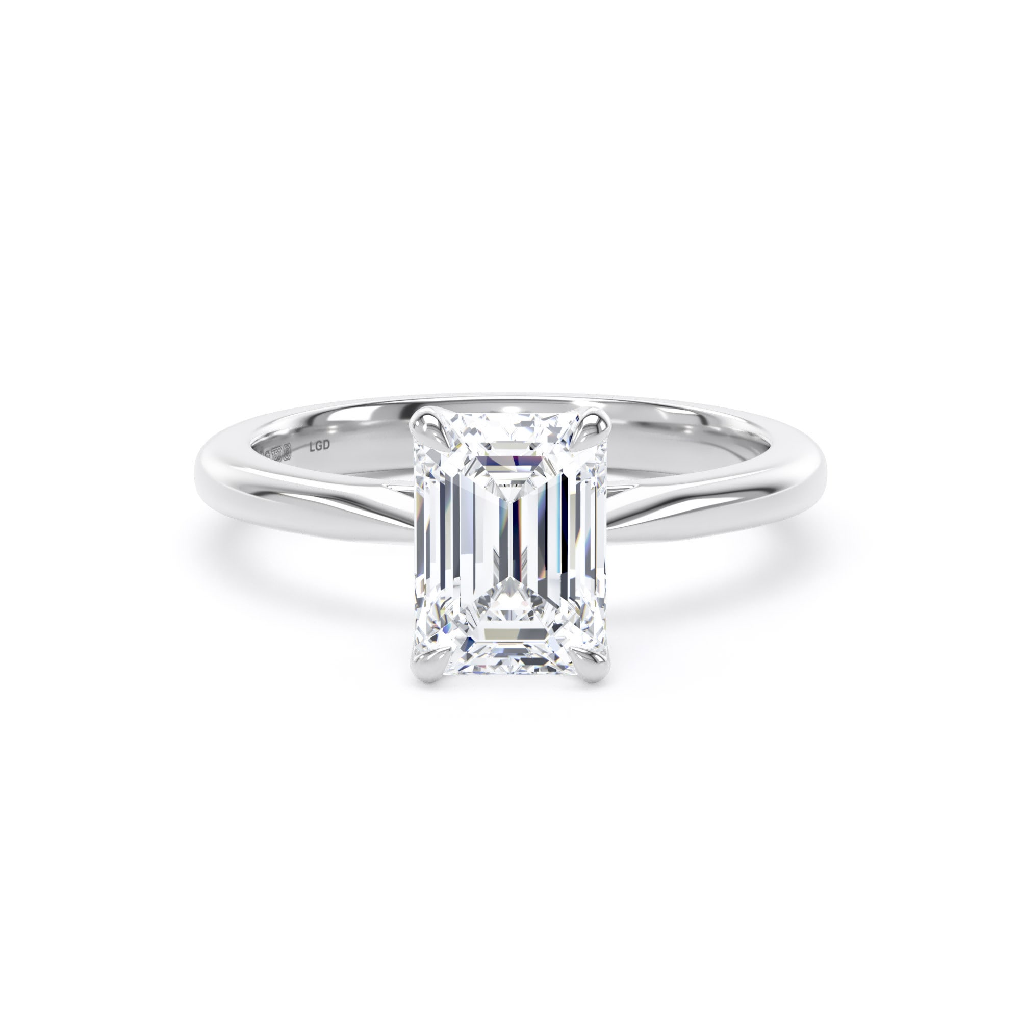 18ct White Gold 1.50cttw Emerald Cut Lab Grown Diamond Solitaire Engagement Ring