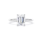 Goldsmiths 18ct White Gold 2.00cttw Emerald Cut Lab Grown Diamond Solitaire Engagement Ring - Ring Size H.5