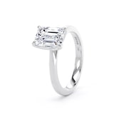 Goldsmiths 18ct White Gold 2.00cttw Emerald Cut Lab Grown Diamond Solitaire Engagement Ring - Ring Size H.5