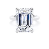 Goldsmiths 18ct White Gold 10.00cttw Emerald Cut Lab Grown Diamond Solitaire Engagement Ring - Ring Size K.5