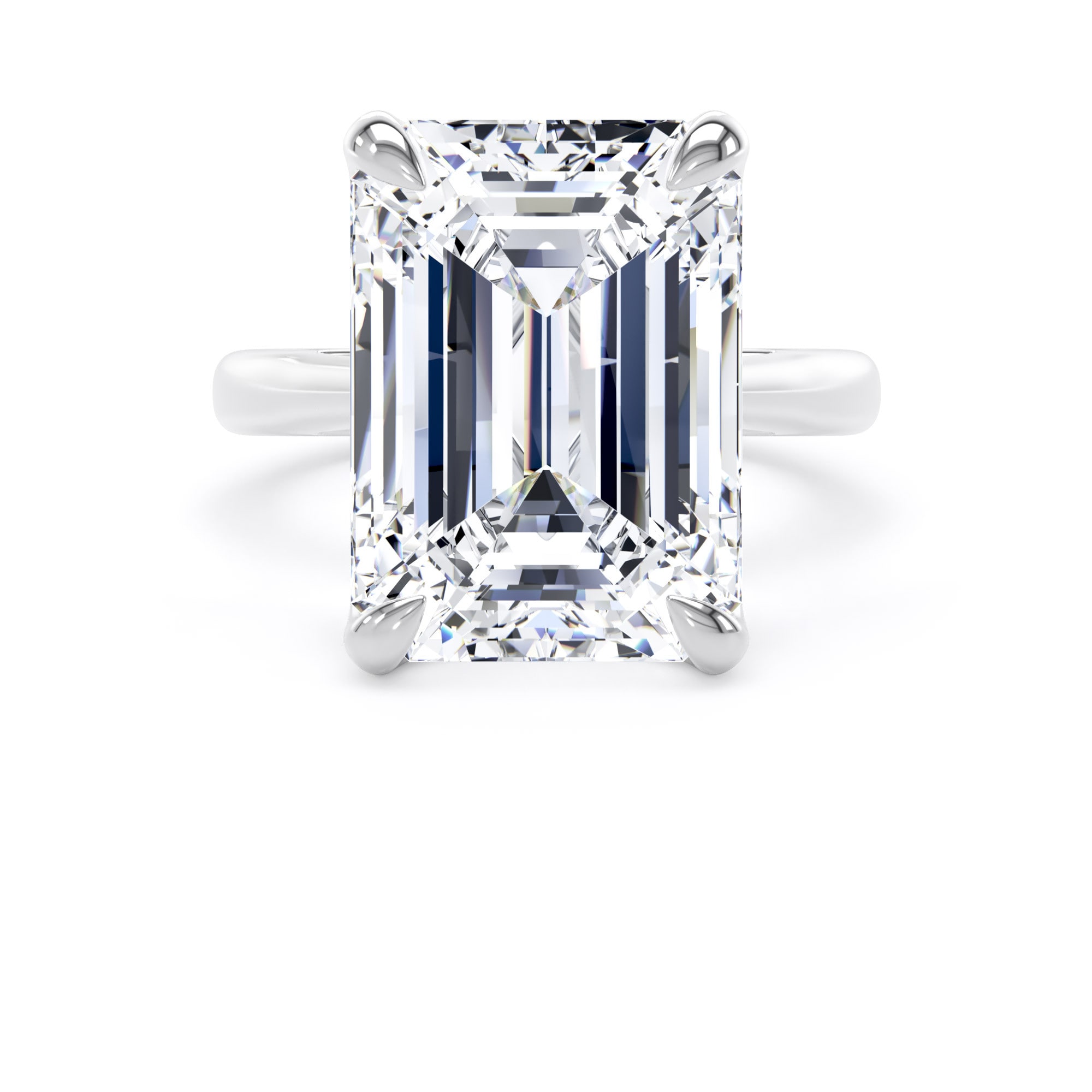 Goldsmiths 18ct White Gold 10.00cttw Emerald Cut Lab Grown Diamond Solitaire Engagement Ring - Ring Size Q Goldsmiths 18ct White Gold 10.00cttw Emerald Cut Lab Grown Diamond Solitaire Engagement Ring - Ring Size Q