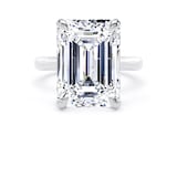 Goldsmiths 18ct White Gold 10.00cttw Emerald Cut Lab Grown Diamond Solitaire Engagement Ring - Ring Size K.5