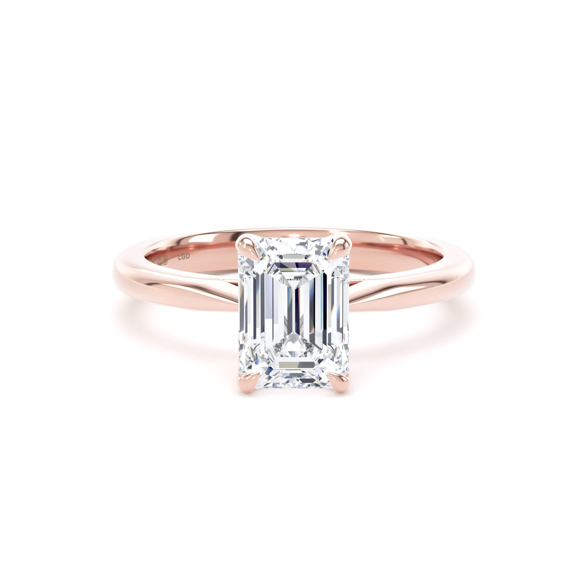 18ct Rose Gold 1.50cttw Emerald Cut Lab Grown Diamond Solitaire Engagement Ring