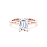 Goldsmiths 18ct Rose Gold 2.00cttw Emerald Cut Lab Grown Diamond Solitaire Engagement Ring - Ring Size S.5