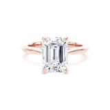 Goldsmiths 18ct Rose Gold 3.00cttw Emerald Cut Lab Grown Diamond Solitaire Engagement Ring - Ring Size S