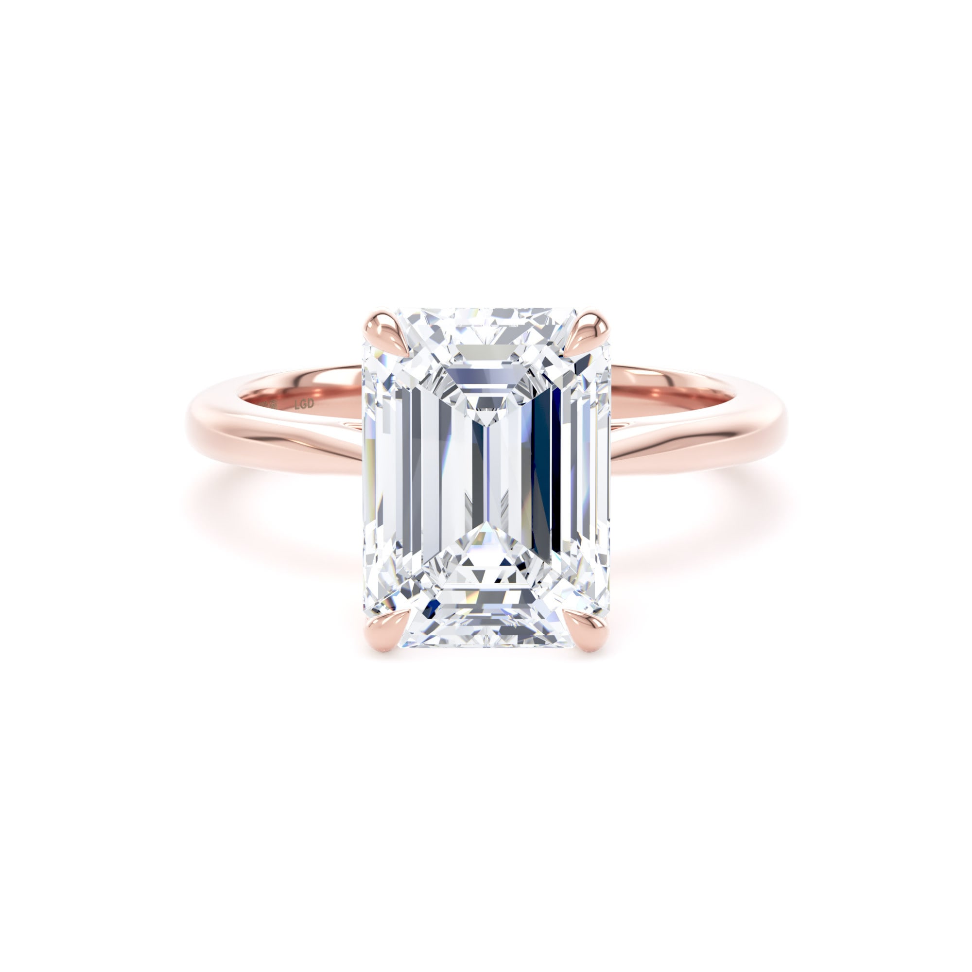 18ct Rose Gold 4.00cttw Emerald Cut Lab Grown Diamond Solitaire Engagement Ring