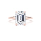 Goldsmiths 18ct Rose Gold 4.00cttw Emerald Cut Lab Grown Diamond Solitaire Engagement Ring - Ring Size Q.5