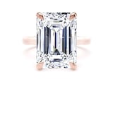 Goldsmiths 18ct Rose Gold 10.00cttw Emerald Cut Lab Grown Diamond Solitaire Engagement Ring - Ring Size T