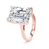 Goldsmiths 18ct Rose Gold 10.00cttw Emerald Cut Lab Grown Diamond Solitaire Engagement Ring - Ring Size T