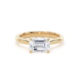 Goldsmiths 18ct Yellow Gold East-West 1.50cttw Emerald Cut Lab Grown Diamond Solitaire Engagement Ring - Ring Size H.5