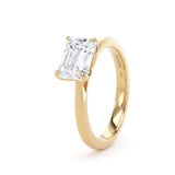 Goldsmiths 18ct Yellow Gold East-West 1.50cttw Emerald Cut Lab Grown Diamond Solitaire Engagement Ring - Ring Size H.5