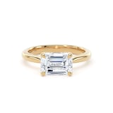 Goldsmiths 18ct Yellow Gold East-West 2.00cttw Emerald Cut Lab Grown Diamond Solitaire Engagement Ring - Ring Size L