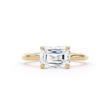 Goldsmiths 18ct Yellow Gold East-West 2.00cttw Emerald Cut Lab Grown Diamond Solitaire Engagement Ring - Ring Size L