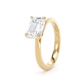 Goldsmiths 18ct Yellow Gold East-West 2.00cttw Emerald Cut Lab Grown Diamond Solitaire Engagement Ring - Ring Size L