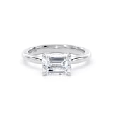 Goldsmiths 18ct White Gold East-West 1.50cttw Emerald Cut Lab Grown Diamond Solitaire Engagement Ring - Ring Size O