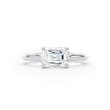 Goldsmiths 18ct White Gold East-West 1.50cttw Emerald Cut Lab Grown Diamond Solitaire Engagement Ring - Ring Size O