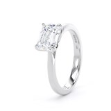 Goldsmiths 18ct White Gold East-West 1.50cttw Emerald Cut Lab Grown Diamond Solitaire Engagement Ring - Ring Size O