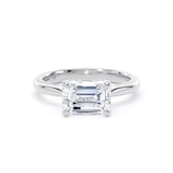 Goldsmiths 18ct White Gold East-West 2.00cttw Emerald Cut Lab Grown Diamond Solitaire Engagement Ring - Ring Size M
