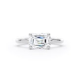 Goldsmiths 18ct White Gold East-West 2.00cttw Emerald Cut Lab Grown Diamond Solitaire Engagement Ring - Ring Size M