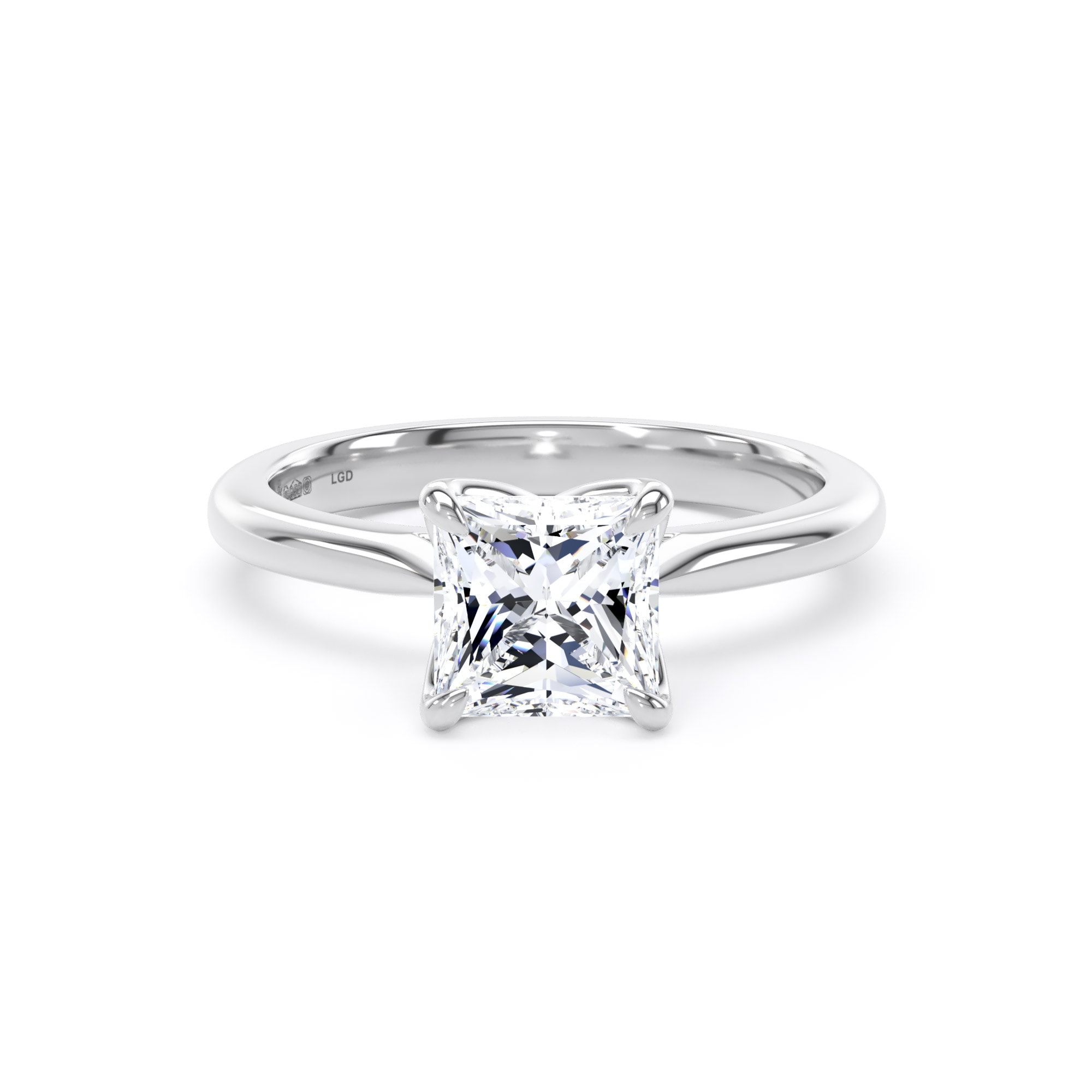 Platinum 1.50cttw Princess Cut Lab Grown Diamond Solitaire Engagement Ring