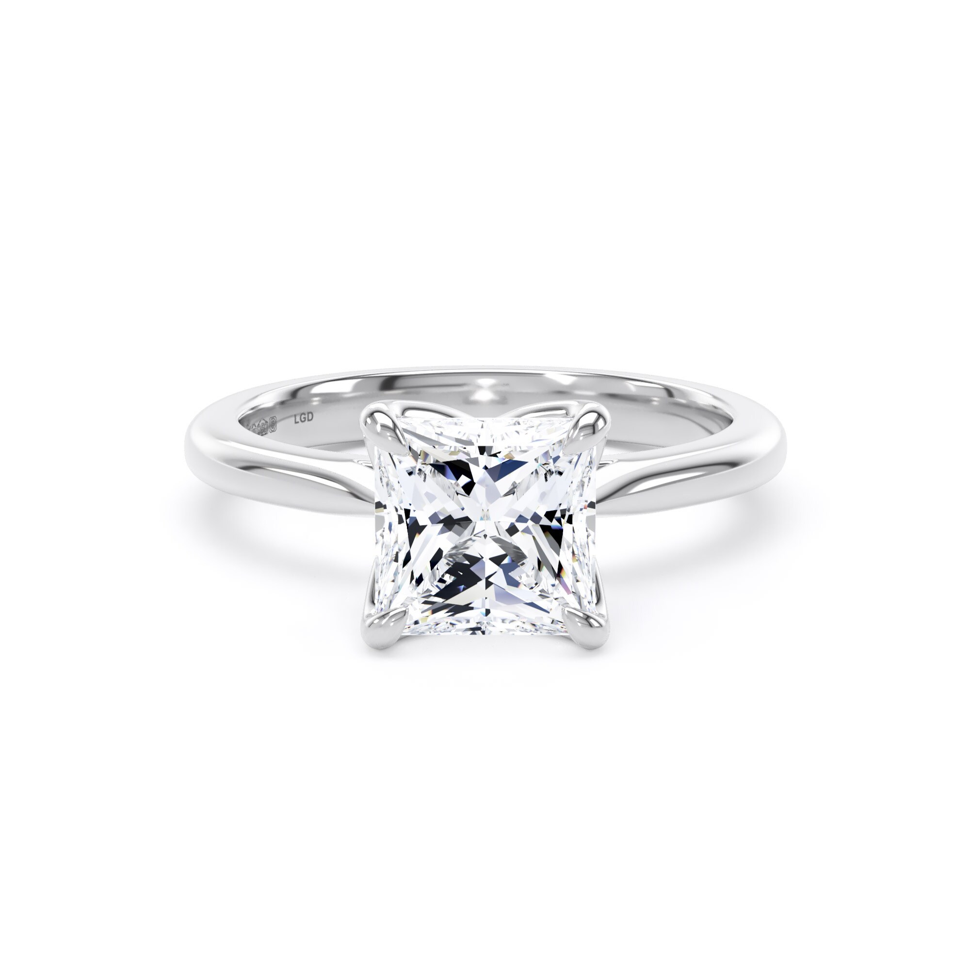 Platinum 2.00cttw Princess Cut Lab Grown Diamond Solitaire Engagement Ring