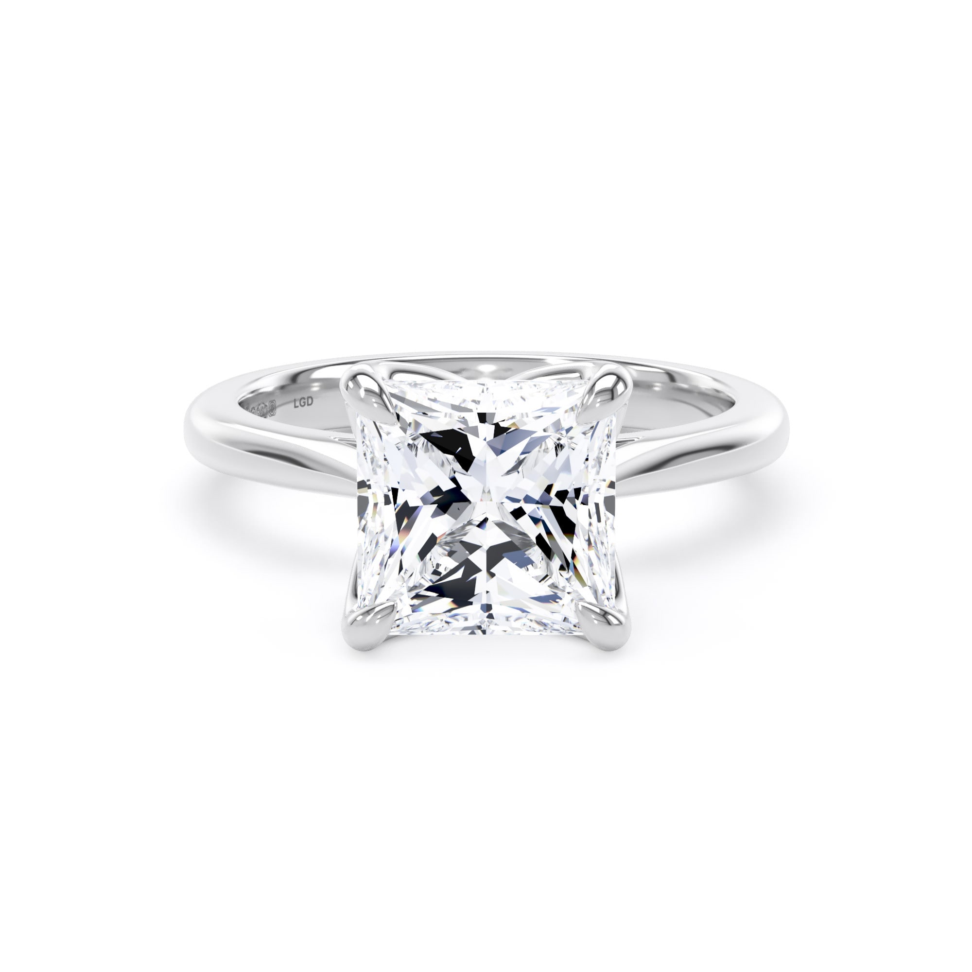Platinum 3.00cttw Princess Cut Lab Grown Diamond Solitaire Engagement Ring