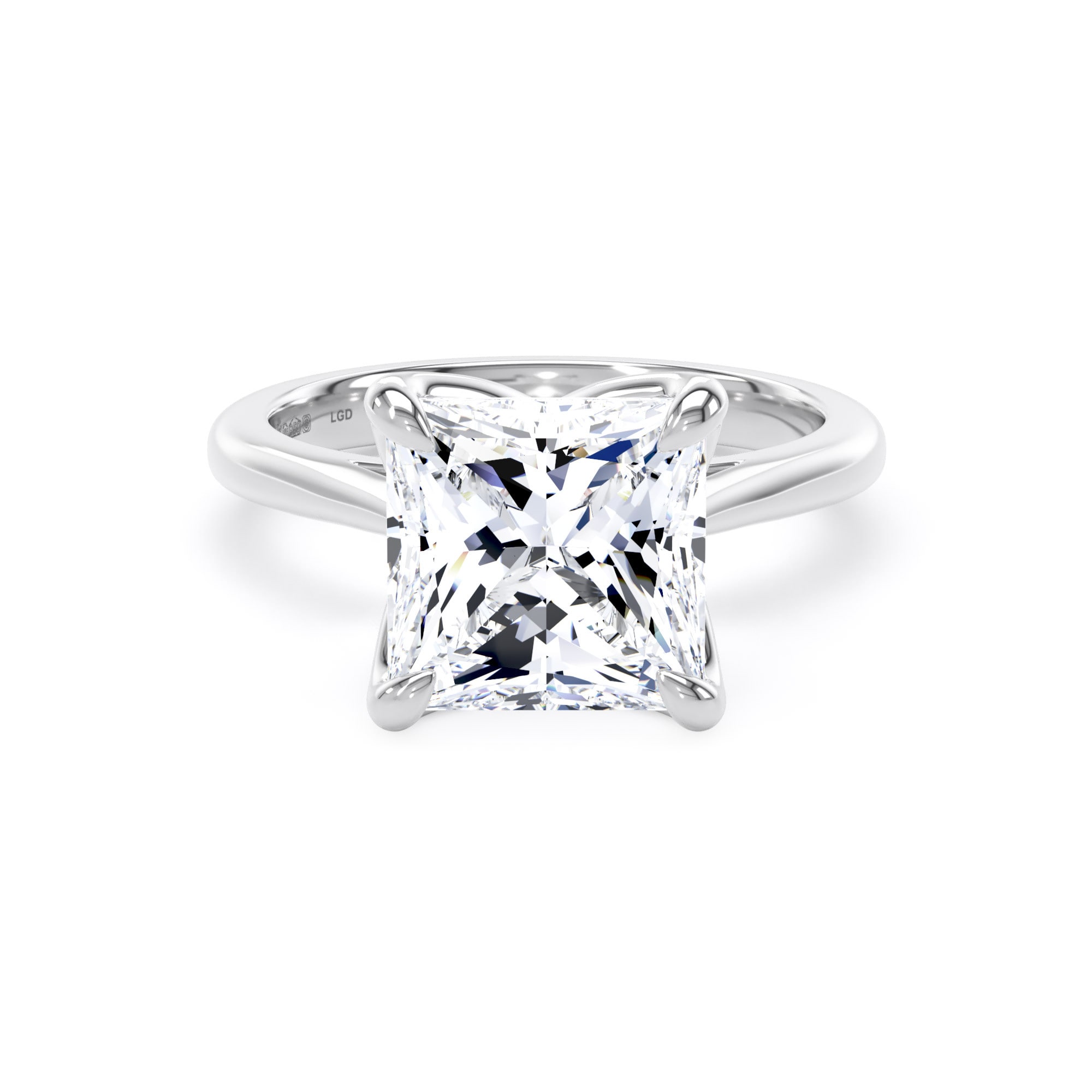 Platinum 4.00cttw Princess Cut Lab Grown Diamond Solitaire Engagement Ring