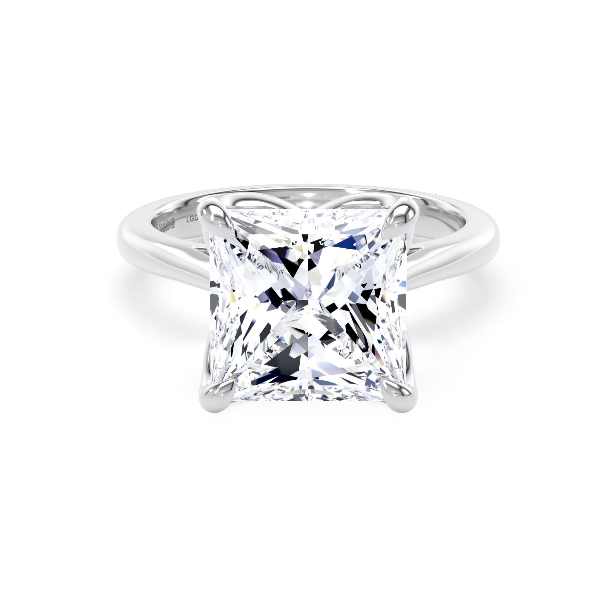 Platinum 5.00cttw Princess Cut Lab Grown Diamond Solitaire Engagement Ring