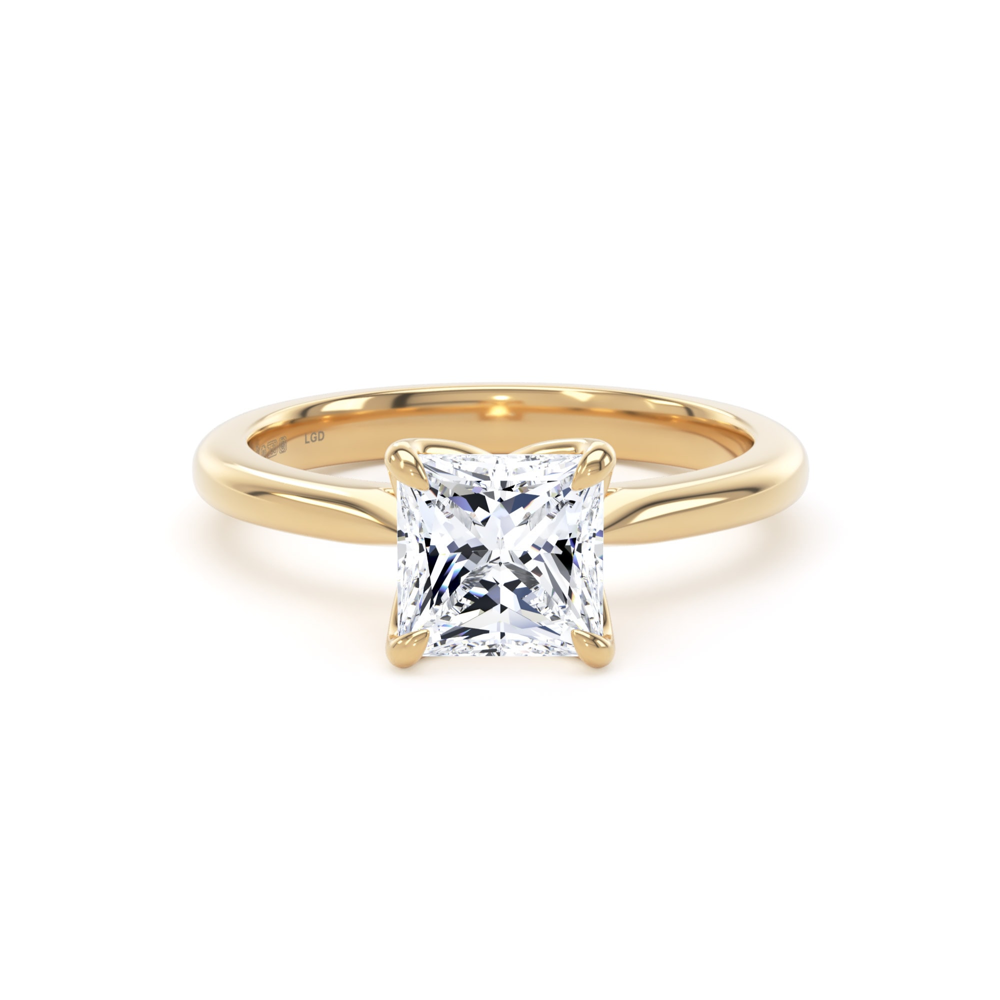 18ct Yellow Gold 1.50cttw Princess Cut Lab Grown Diamond Solitaire Engagement Ring
