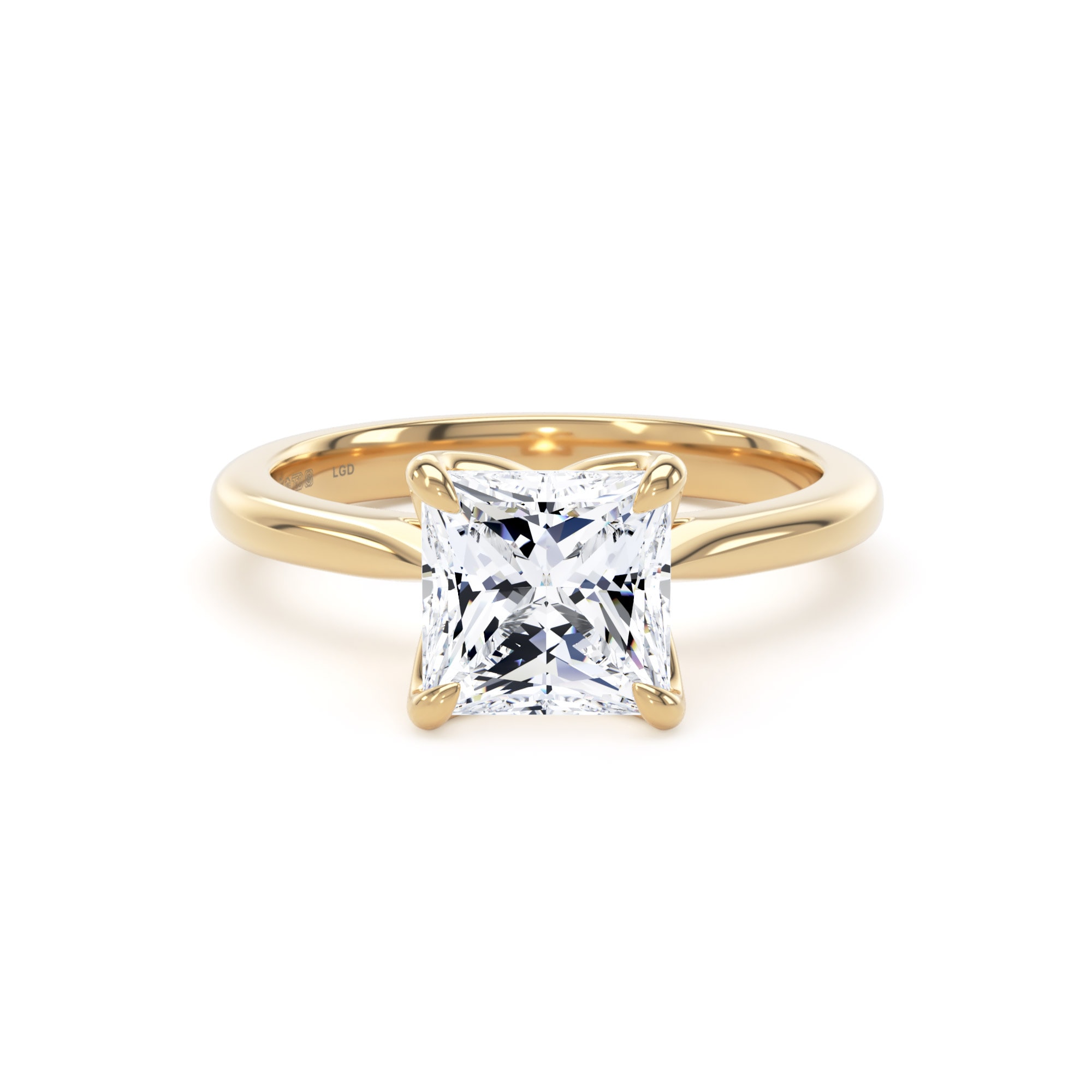 18ct Yellow Gold 2.00cttw Princess Cut Lab Grown Diamond Solitaire Engagement Ring