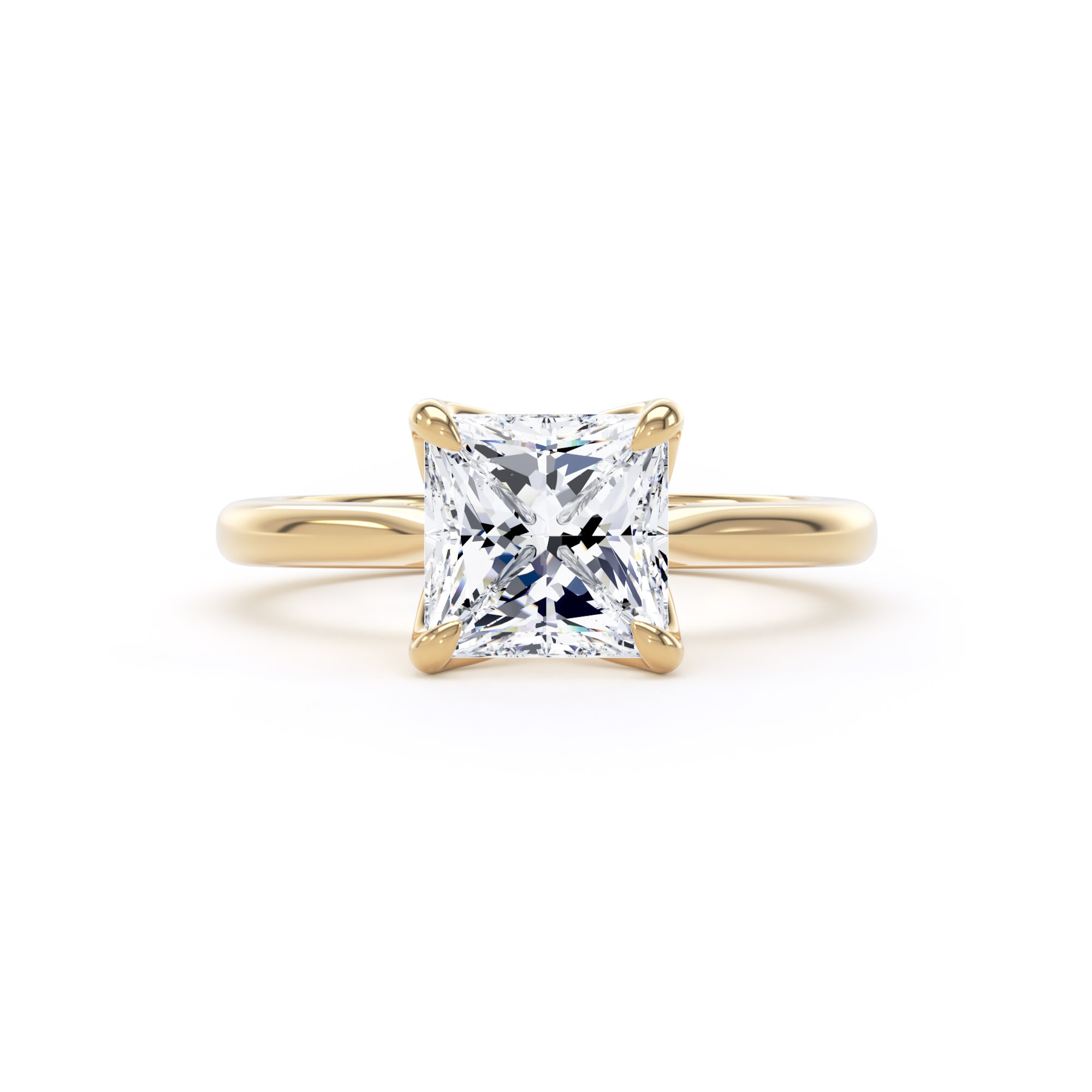 Goldsmiths 18ct Yellow Gold 2.00cttw Princess Cut Lab Grown Diamond Solitaire Engagement Ring - Ring Size G.5 Goldsmiths 18ct Yellow Gold 2.00cttw Princess Cut Lab Grown Diamond Solitaire Engagement Ring - Ring Size G.5
